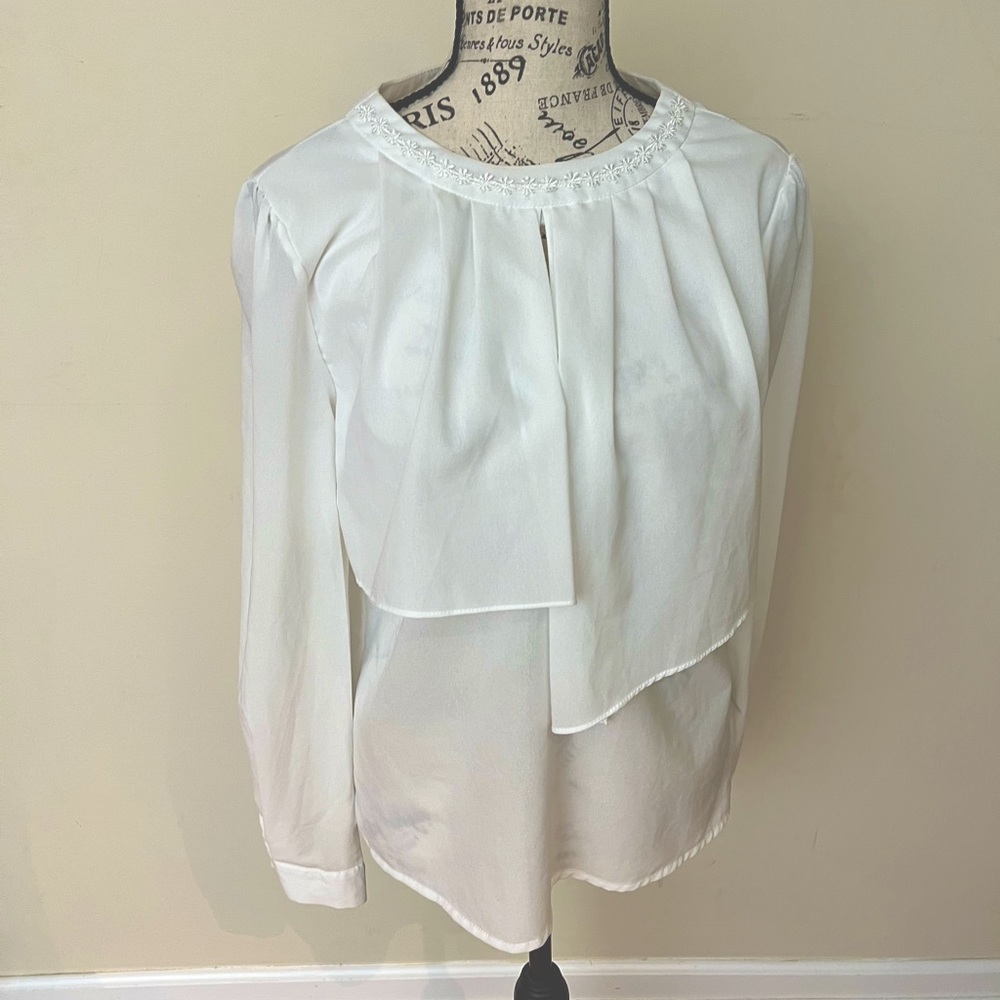 White layered blouse, size medium